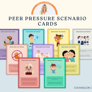 Discussiekaarten voor scenario's onder groepsdruk voor kinderen. Counselingactiviteiten. Vriendschappen. Communicatie. Sociale vaardigheden. Zelfrespect. Vertrouwen.