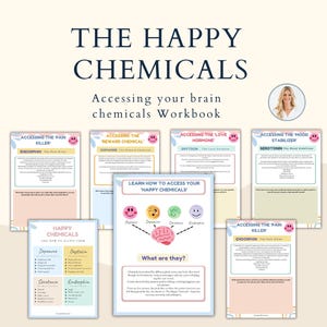 Happy chemical worksheet, therapy office decor, affirmations, social psychology, therapy worksheets, self care planner, therapy office, DBT
