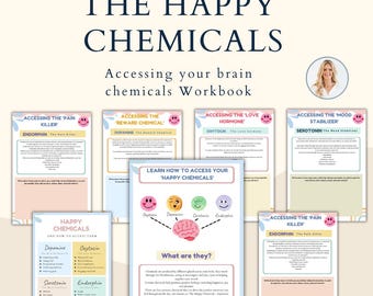 Happy chemical worksheet, therapy office decor, affirmations, social psychology, therapy worksheets, self care planner, therapy office, DBT
