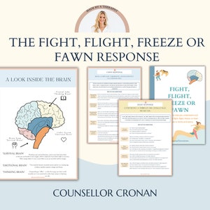 The fight or flight response workbook, therapy worksheets, stress response, fight or flight, social emotional learning, DBT, CBT, BPD, calm