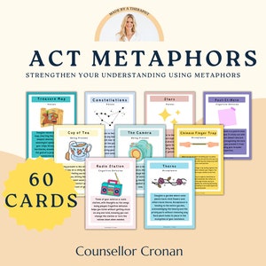 Metaforen, acceptatie- en commitment-therapie, werkbladen voor therapeuten, psychologiekaarten, psychologieflexibiliteit, cognitieve defusie, coping