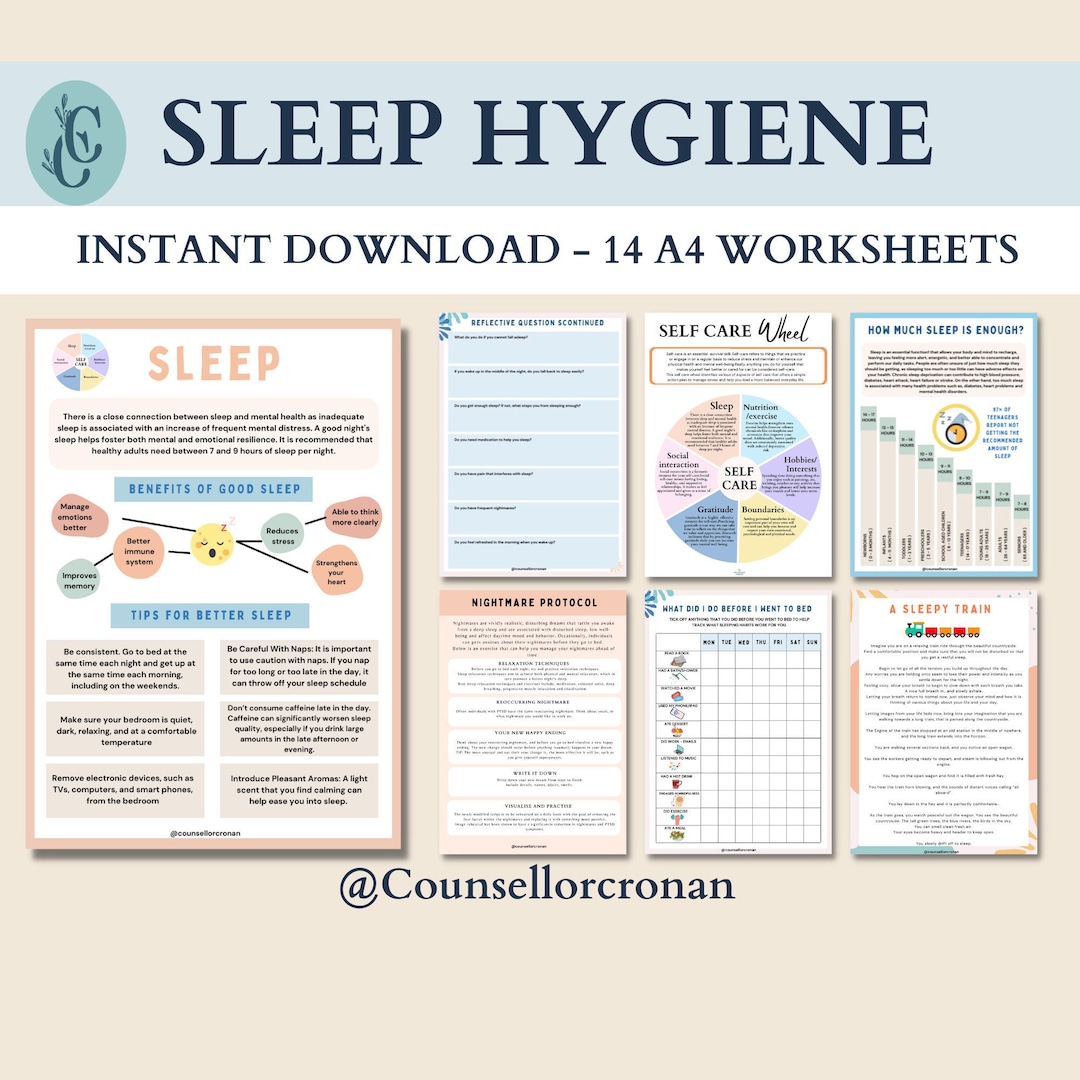 Sleep Hygiene Worksheets Sleep Journal Sleep Habits Sleep Etsy Sleep Hygiene Worksheets Sleep Journal Sleep Habits Sleep Etsy