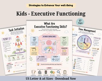 Schede di lavoro sulle funzioni esecutive per bambini. Quaderno di lavoro sulla neurodiversità. Pianificatore di terapia. Abilità per l'ADHD. Supporto per l'autismo.