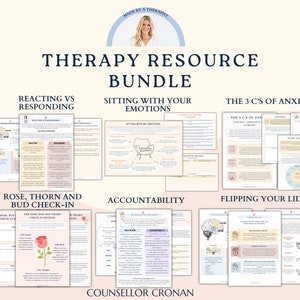Therapy resource Counseling Worksheets Bundle School Counselor Tools. Therapy worksheets. Reacting vs responding anxiety accountability cbt