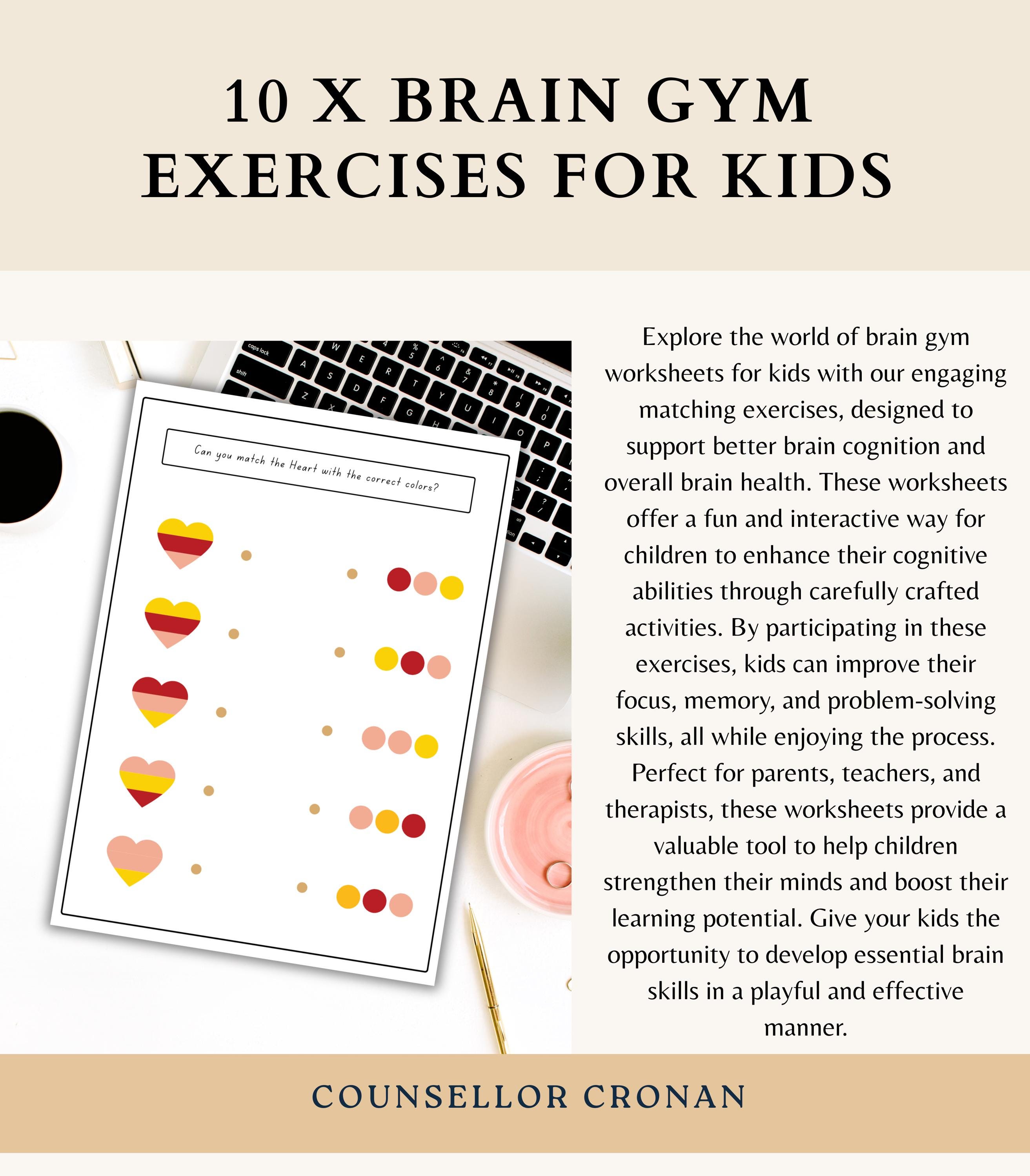 Brain Excercise Worksheet Brain Gym Exercise Worksheets for Kids. Unlocking Mental Agility ...