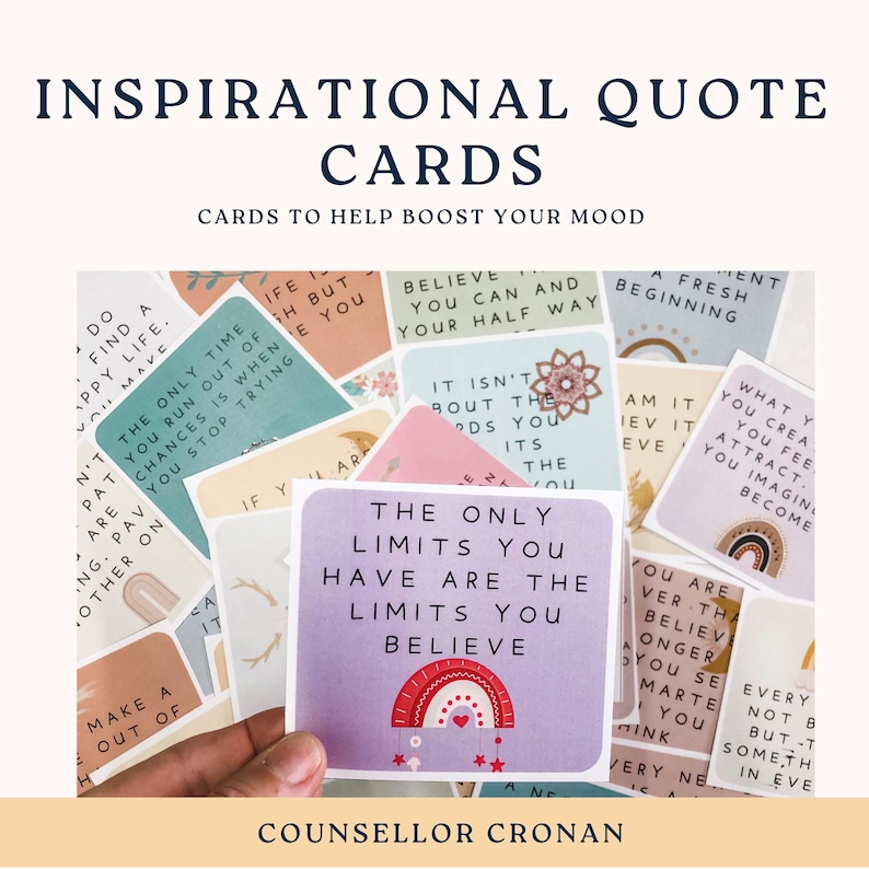 Inspirational quote cards, mindfulness cards, inspirational messages, positive cards, motivational cards, social psychology, copings skills, image 3