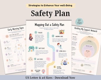 Ultimate Safety Plan Workbook, Therapy Worksheets (Digital Download)