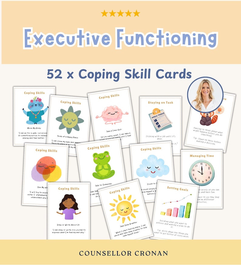 Executive Functioning Skill Cards. 52 Watercolor Flash Cards. Adhd Life ...