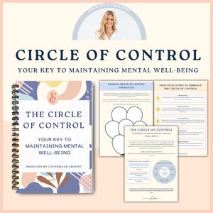 Libro de actividades del círculo de control, libro de preocupaciones, hojas de trabajo sobre preocupaciones, recursos de asesoramiento, recursos de terapia, alivio de la ansiedad, herramientas para la ansiedad,
