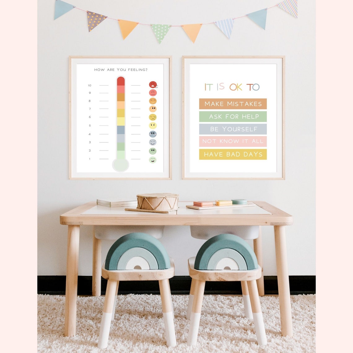 rainbow feelings thermometer chart print zones of regulation etsy