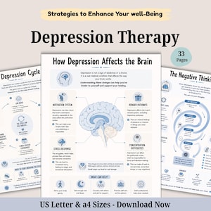 Arbetsblad om depressionscykeln, dekoration för terapimottagningen (digital nedladdning)