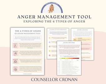 Wutbewältigung Arbeitsbuch. Die vier Arten von Wut. Selbstbeherrschung. Arbeitsblätter zur Emotionsregulierung. CBT-Therapie. Buch für Psychische Gesundheit. Angst