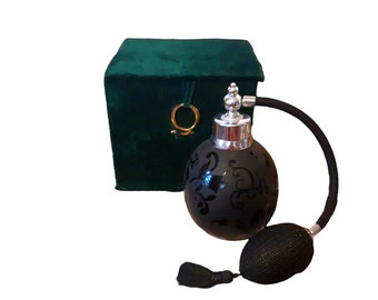 Perfume Bottle with Atomizer Black Floral Elegant Design with Keepsake Box