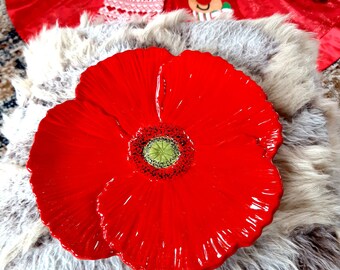 Details about / Ambiance Collections FLEUR ROUGE by Nanette Vacher SINGLE Red Poppy Salad Plate
