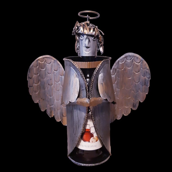 Metal Wine Bodies Praying Angel with Movable Wings Metal Wine Cover