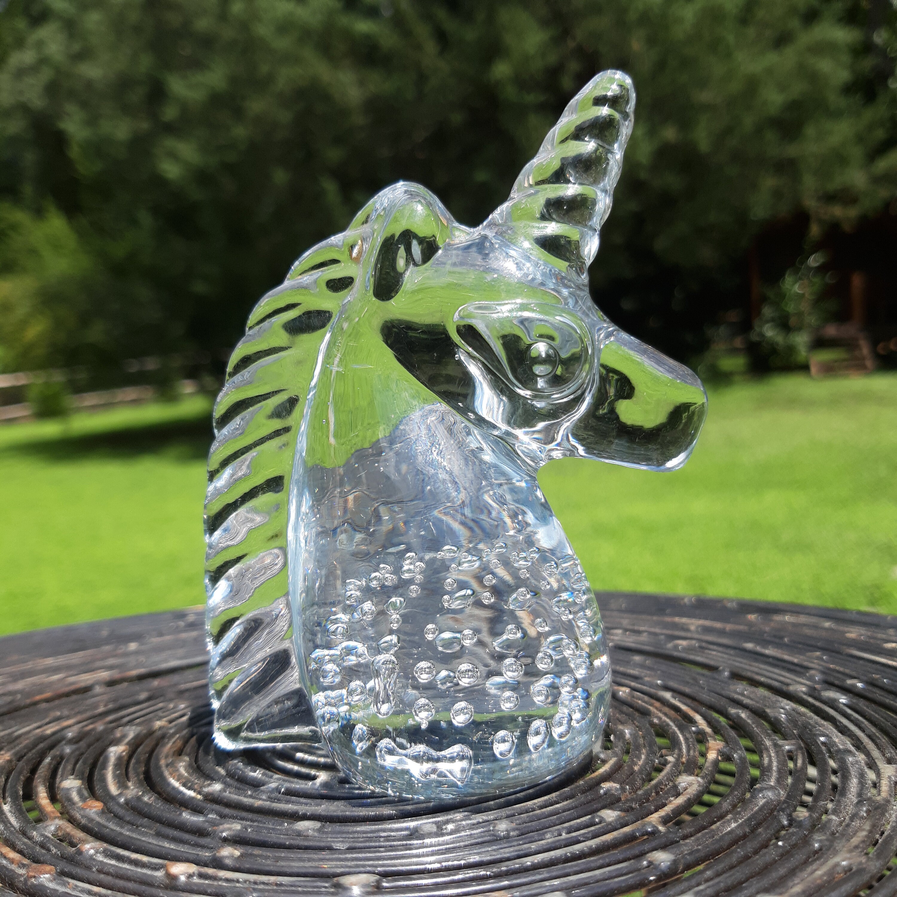 Unicorn Glass Paperweight With Controlled Bubbles Etsy