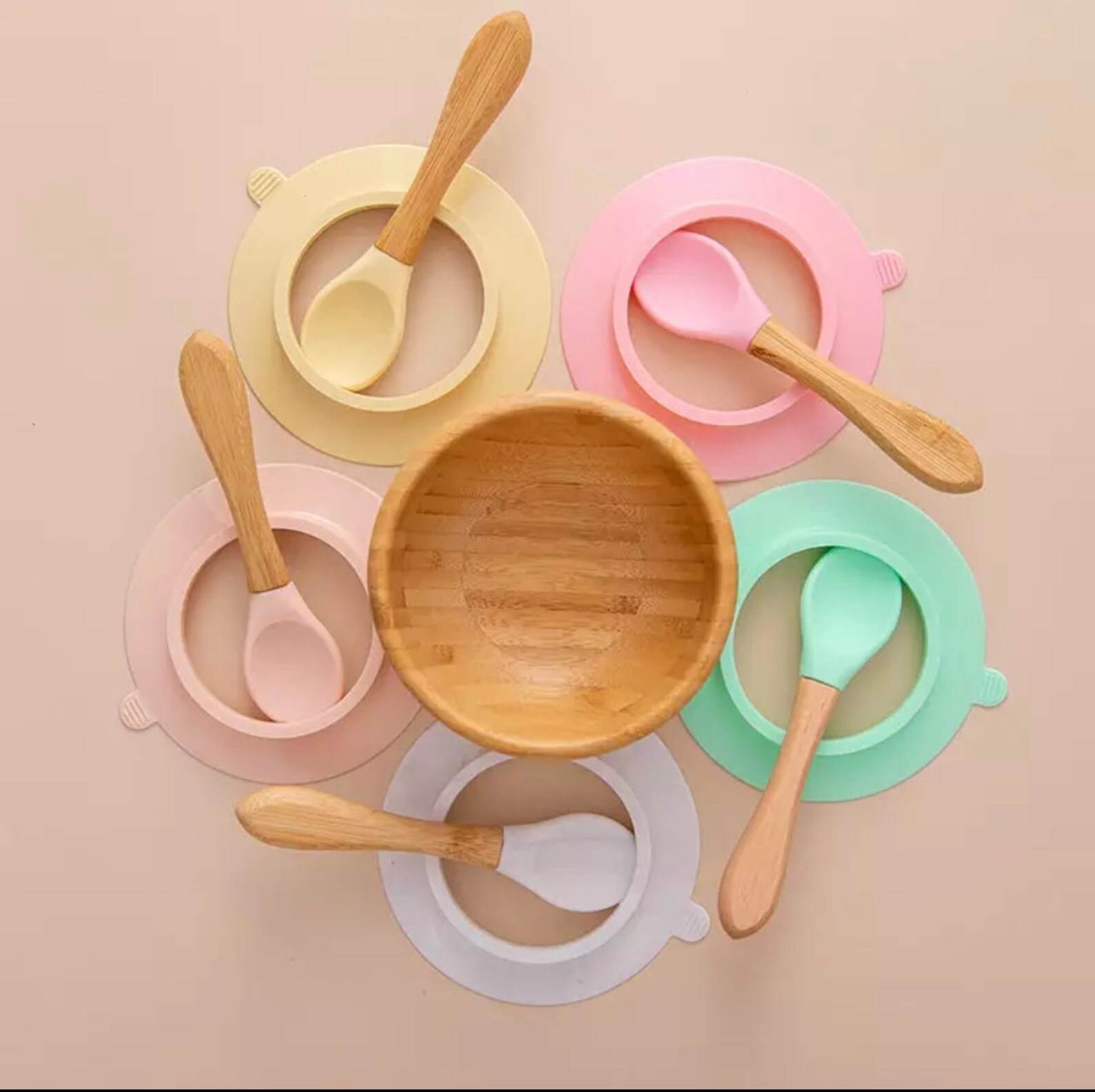 Baby Feeding Bowl Set Bamboo Spoon Baby Learning Dishes Etsy