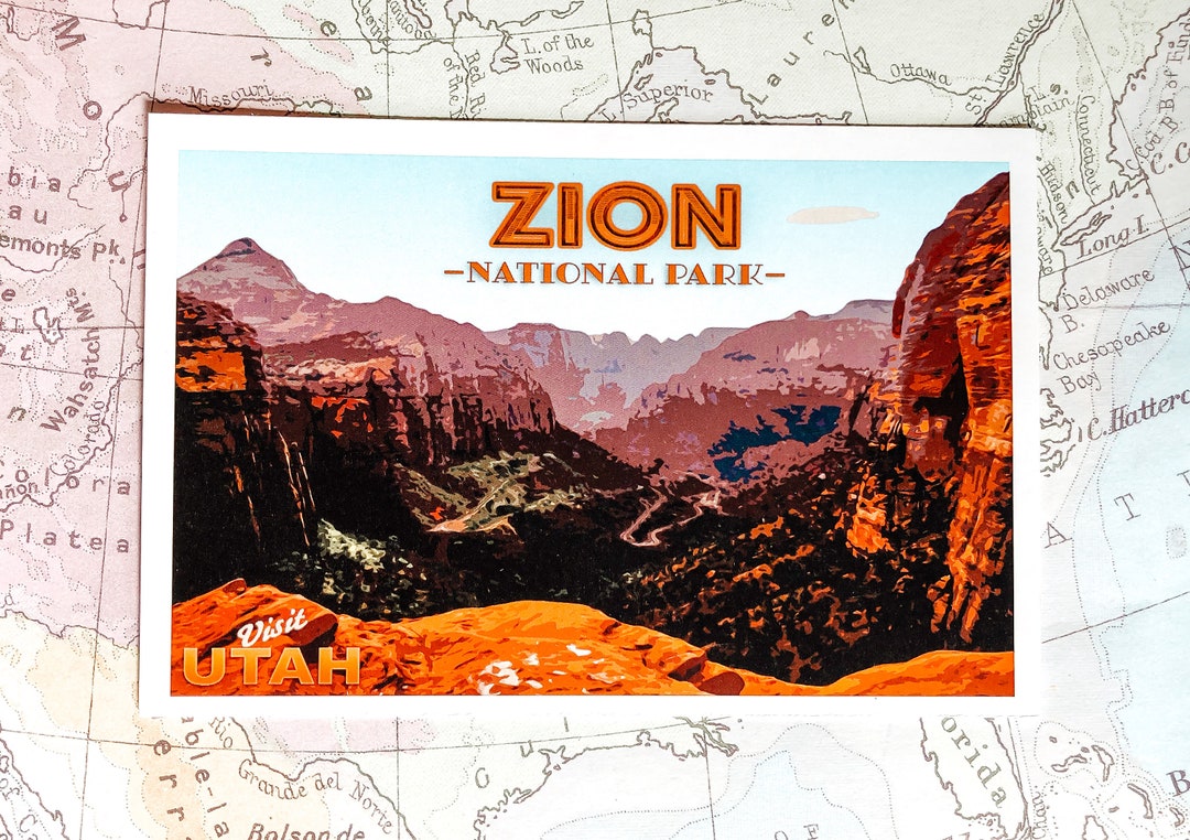 Zion National Park Postcard Etsy