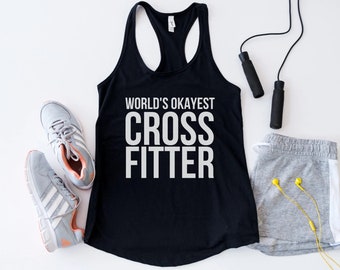 World's Okayest Cross Fitter Tank | Crossfit Tank Women | Fitness Shirt | Gift for Fitness Lover | Crossfit Mom Shirt | Crossfit Shirt Women