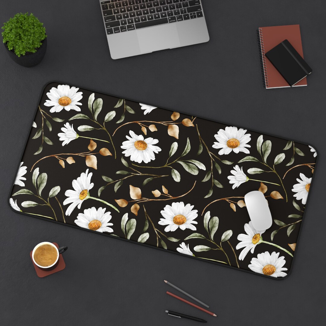 Daisy Desk Mat Dark Botanical Desk Mat Vintage Botanical Etsy