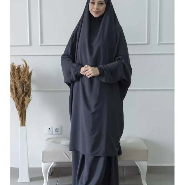 2 Piece Jilbeb Jilbab Abaya Hijab Khimar