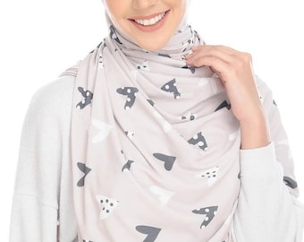 Printed instant hijab 1 loop Hijab fertig Hijab chiffon lycra