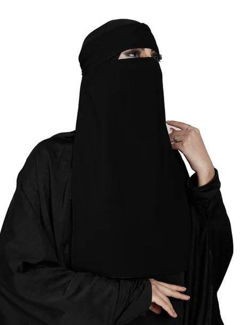 Single layer Niqab Nikab Anqiba Islamic Hijab Black Premium Quality image 3
