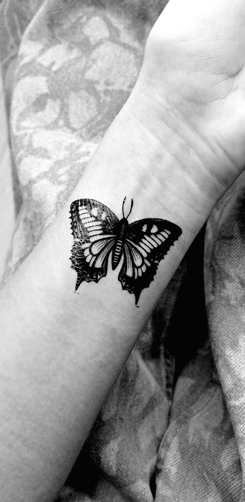 Butterfly Temporary Tattoo Set of Two Hand Drawn Unique Etsy