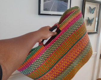 Bolga Basket, Bolga Clutch Basket, Ghanaian Basket, African Basket, Handmade Basket