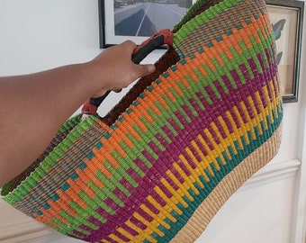 Bolga Basket, Bolga Clutch Basket, Ghanaian Basket, African Basket, Handmade Basket