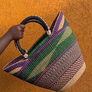 Grand panier Bolga, Panier tressé, Panier africain, Sac Bolga, Sac fourre-tout Bolga, Panier ghanéen, Fait main