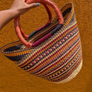 Grand panier Bolga, Panier tressé, Panier africain, Sac Bolga, Sac fourre-tout Bolga, Panier ghanéen, Fait main