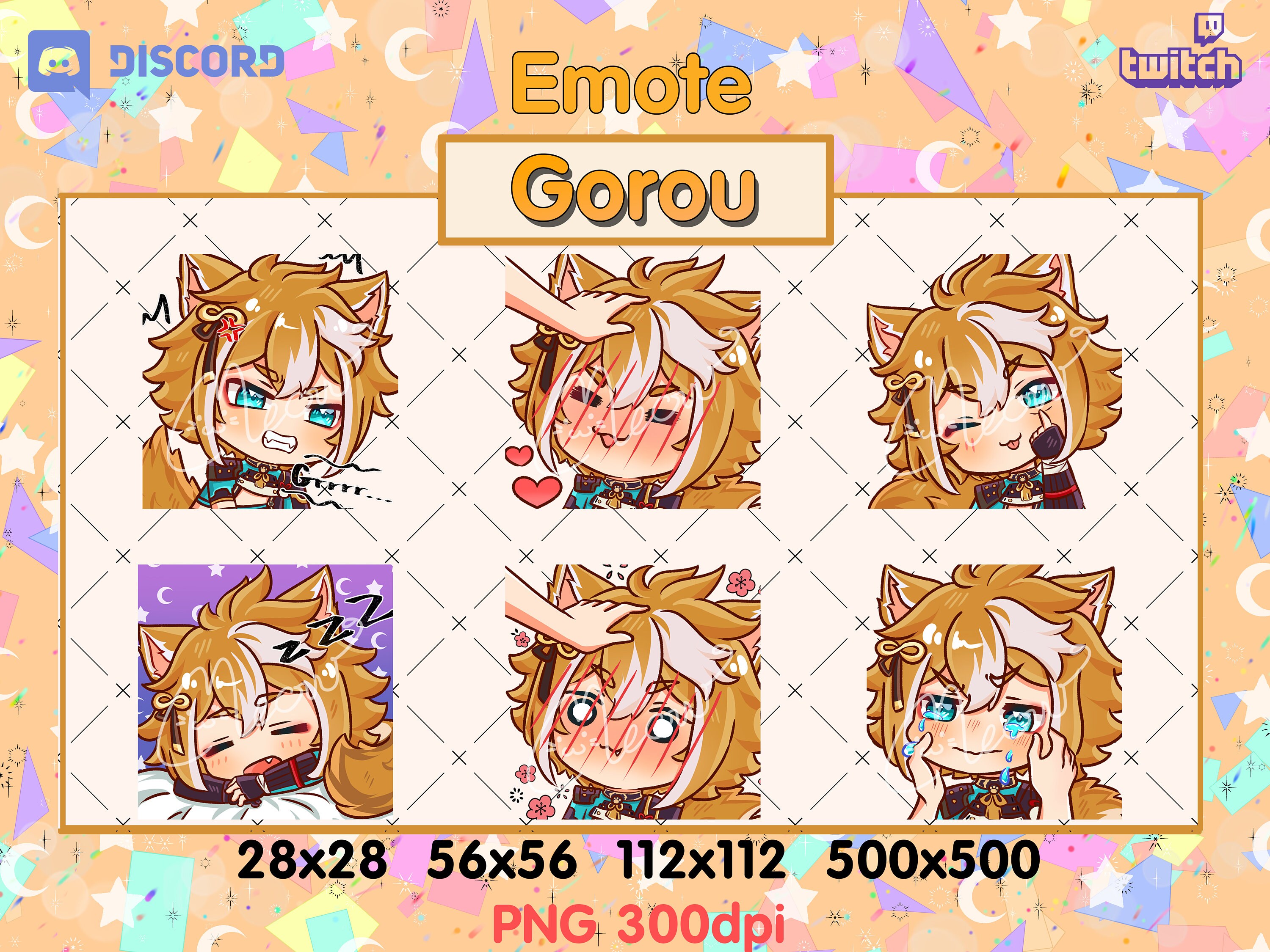 Genshin Impact Gorou Twitch Discord Stream Pack Gorou 3 Pack Emotes Cute Twitch emotes
