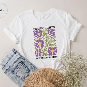 Trans Rights are Human Rights Shirt, LGBTQ rainbow shirt, Boho Floral Artsy, Trans Lives Matter TShirt Gift, Genderqueer pride shirt