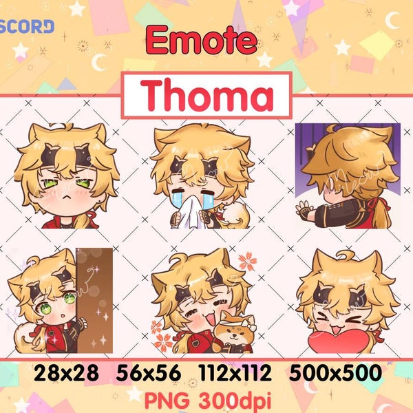 Thoma Emote Genshin Impact Pack - Twitch Emote - Discord Emote