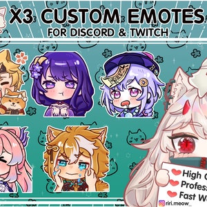 X3 Custom Emotes - Chibi Emotes - Twitch Emotes - Discord Emotes - Aufkleber - Emojis - Emotes Commission - Design Twitch Emotes