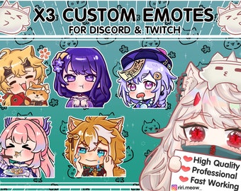 Emotes Chibi personnalisées X3 – Twitch, Discord, autocollants