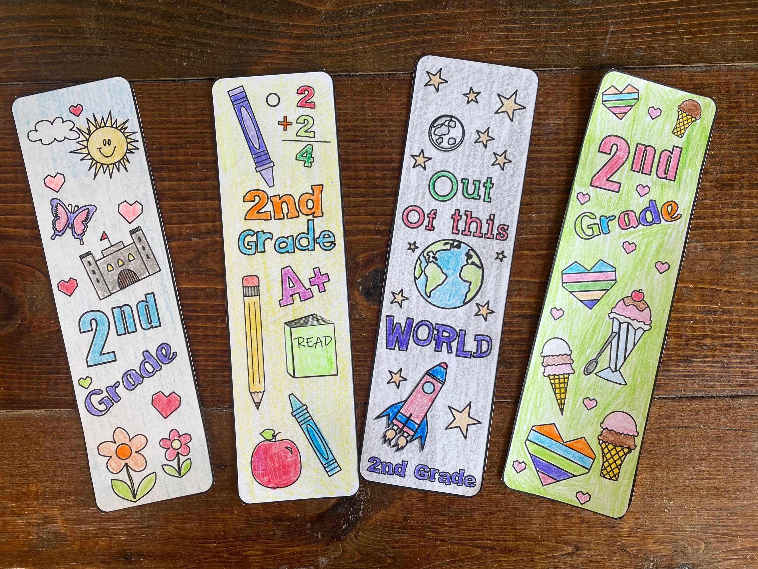 printable bookmarks for kids 2nd grade gift school coloring etsy