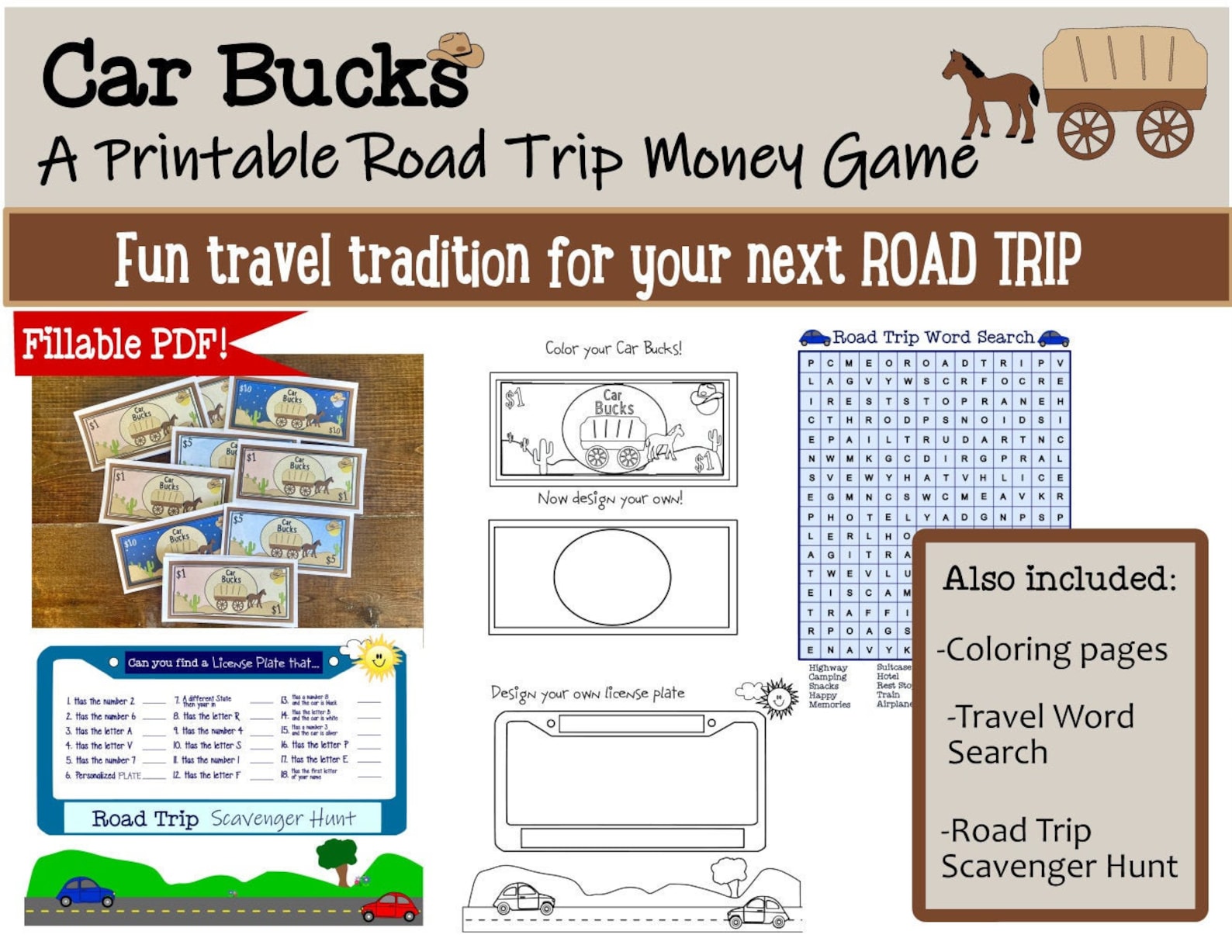 Printable Travel Game for Kids Road Trip Games Family | Etsy