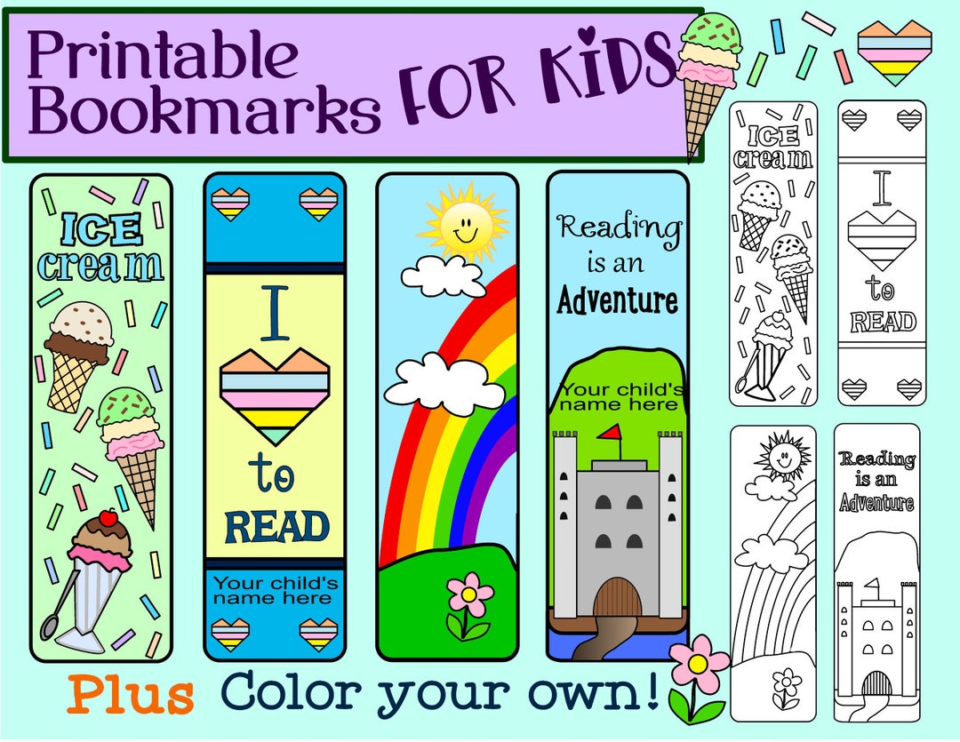 Printable Bookmarks for Kids, Kids Art, Color Your Own Bookmark ...