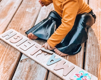 1st Birthday Gift, Wooden Kids Toys, Toddler Montessori Name Puzzle Baby Room Decor Personalized Name Puzzle Christmas Baby Gift