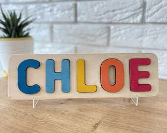 WOODEN NAME PUZZLE, Baby Name Toy, Wooden Custom Child Puzzle Name Baby Room Decor Name Puzzle For Kids Wood Baby Toys