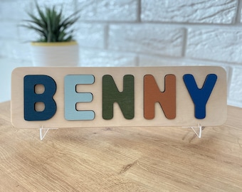CHILD PUZZLE NAME, Wooden Name Puzzle, Wood Baby Toys Personalized Toddler Name Puzzle Wooden Name Sign Baby Boy Gift