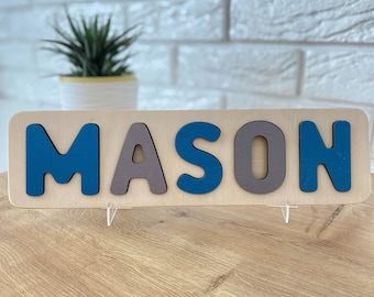 TODDLER NAME PUZZLE, Baby Name Toy, Wooden Personalized Baby Busy Montessori Puzzle Name Meaningful Wooden Toy