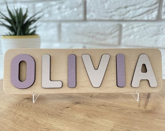 WOODEN NAME PUZZLE, Baby Name Puzzle, Personalized Unique Wooden Jigsaw Eco Friendly Kids Name Puzzle, Baby Name Gift