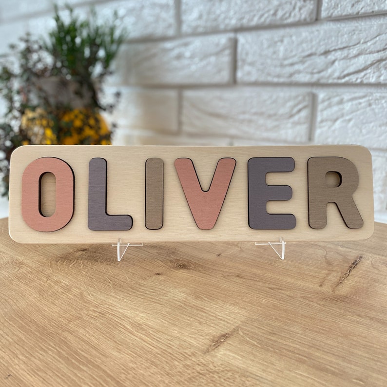 BABY NAME PUZZLE, Wooden Kids Toys, Toddler Montessori  Name Puzzle Baby Room Décor Personalized Name Puzzle 