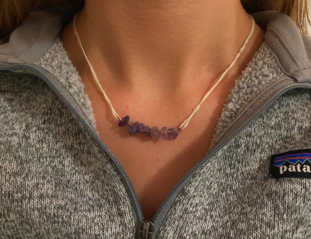 Granola girl necklace with beaded rocks charm Etsy.de