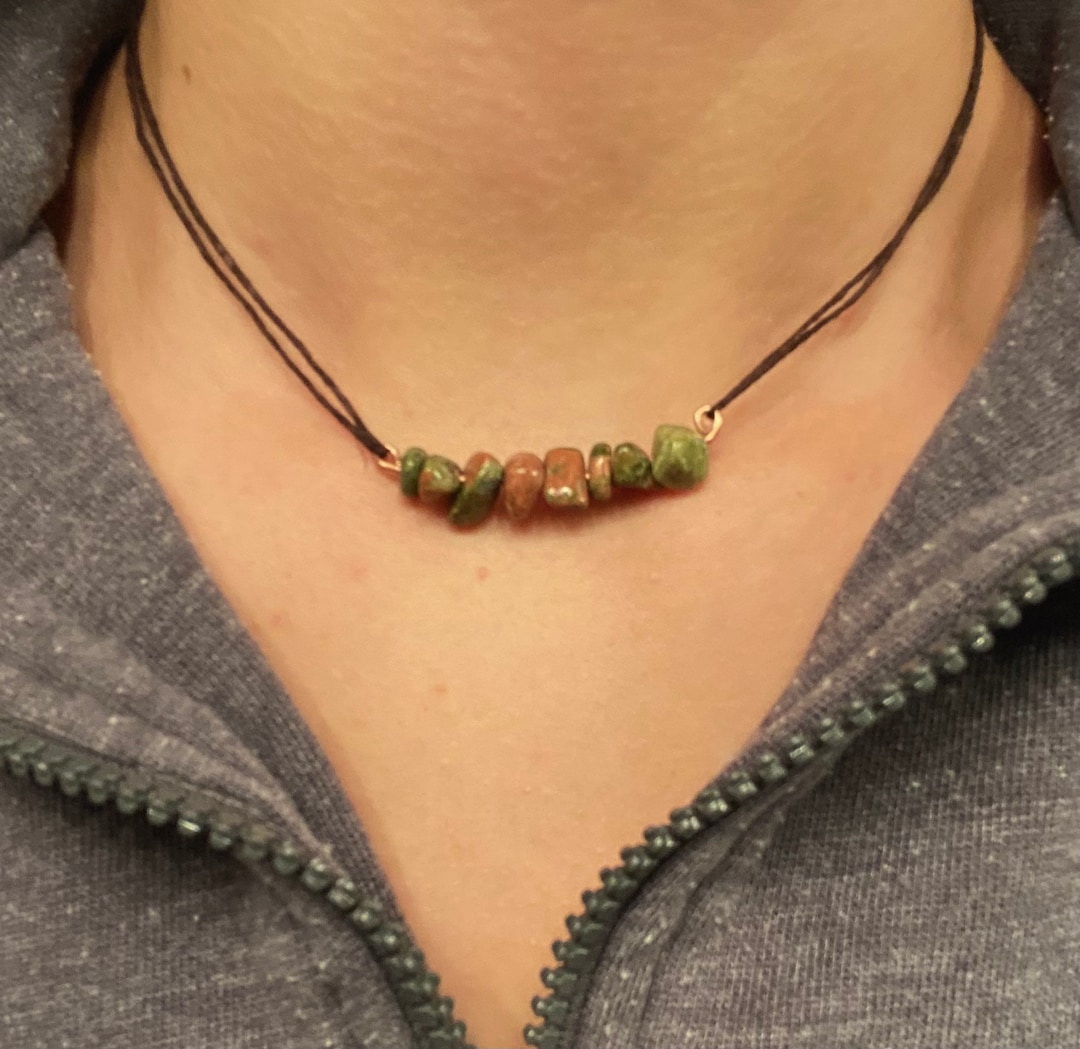 Granola Girl Necklace With Beaded Unakite Charm Etsy UK