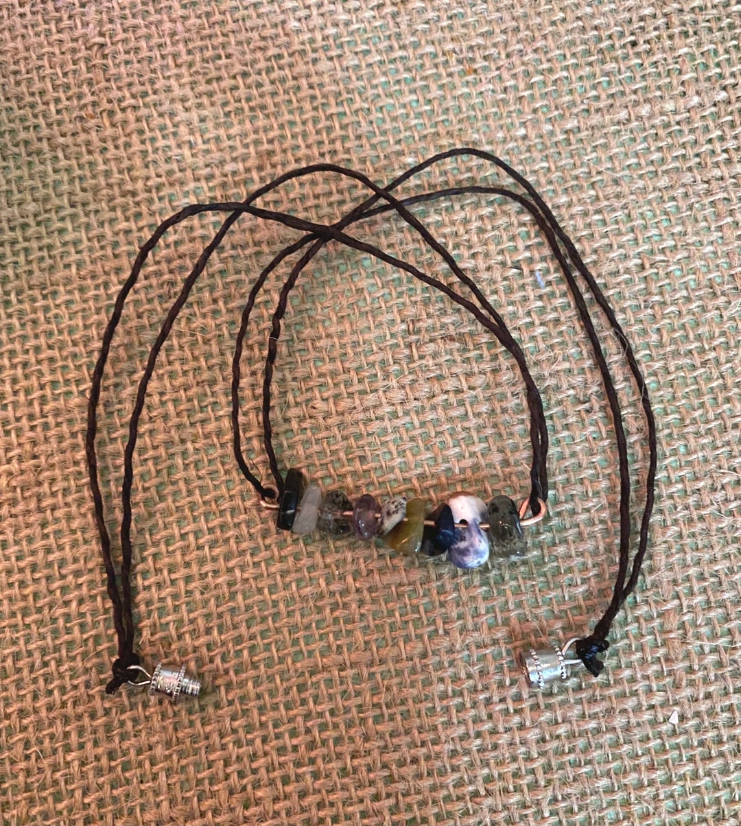 Granola Girl Necklace With Beaded Rocks Charm Etsy