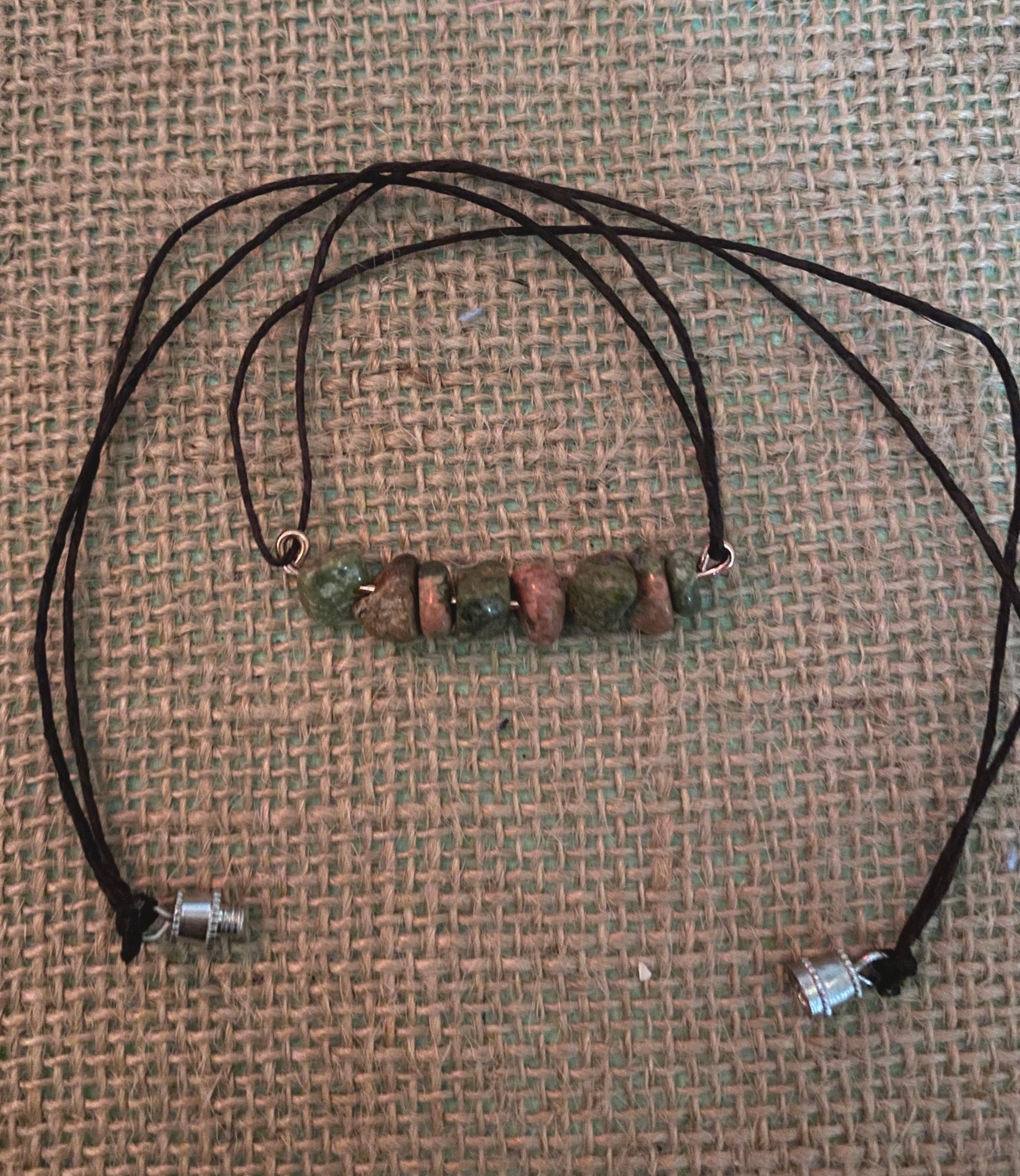 Granola Girl Necklace With Beaded Unakite Charm Etsy UK